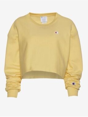 Champion Women's Cropped Crewneck Sweatshirt - Pale Yellow, XS
